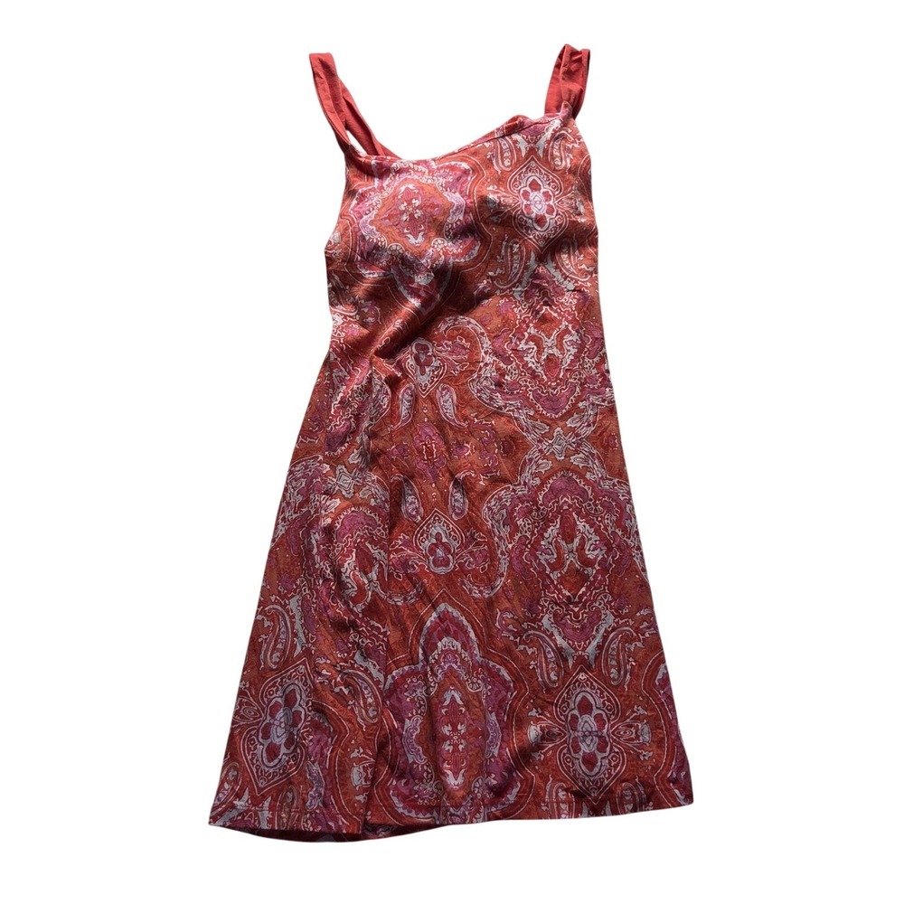 Dakini Dress Womens Large Orange Paisley Sleeveless V Neck Sundress Short Jersey
